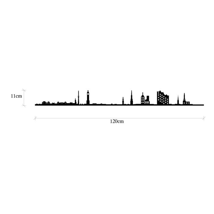Wallity Hamburg Skyline Escultura de pared negra